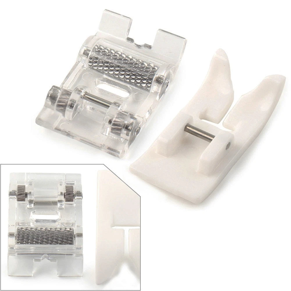2X Roller Presser Foot & Non-Stick Zigzag Foot for Brother Singer