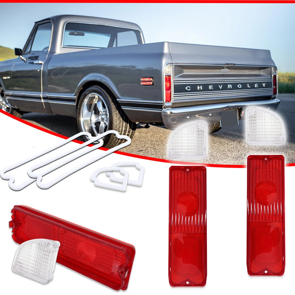 Pair Tail Lights & Reverse Lenses for Chevy GMC Truck Blazer (1967–1972)