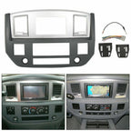 Double Din Dash Install Bezel Kit for Dodge Ram (2006-2009) Silver Slate Gray