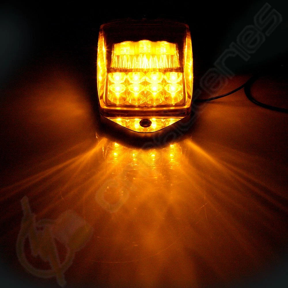 1pc Amber Chrome LED Cab Marker Lights for Peterbilt Kenworth Freightliner