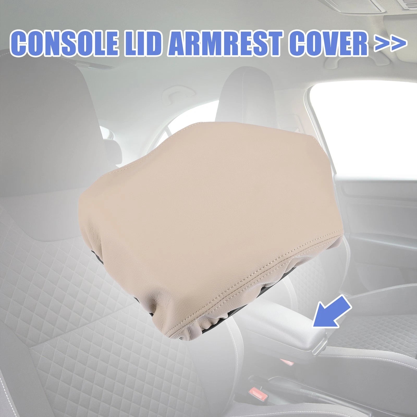 Center Console Cover for Toyota Prado (2010–2019) Armrest Pad Faux Leather Beige