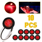 10x Red 3/4" Round LED Bullet Clearance Side Marker Lights for Truck Trailer