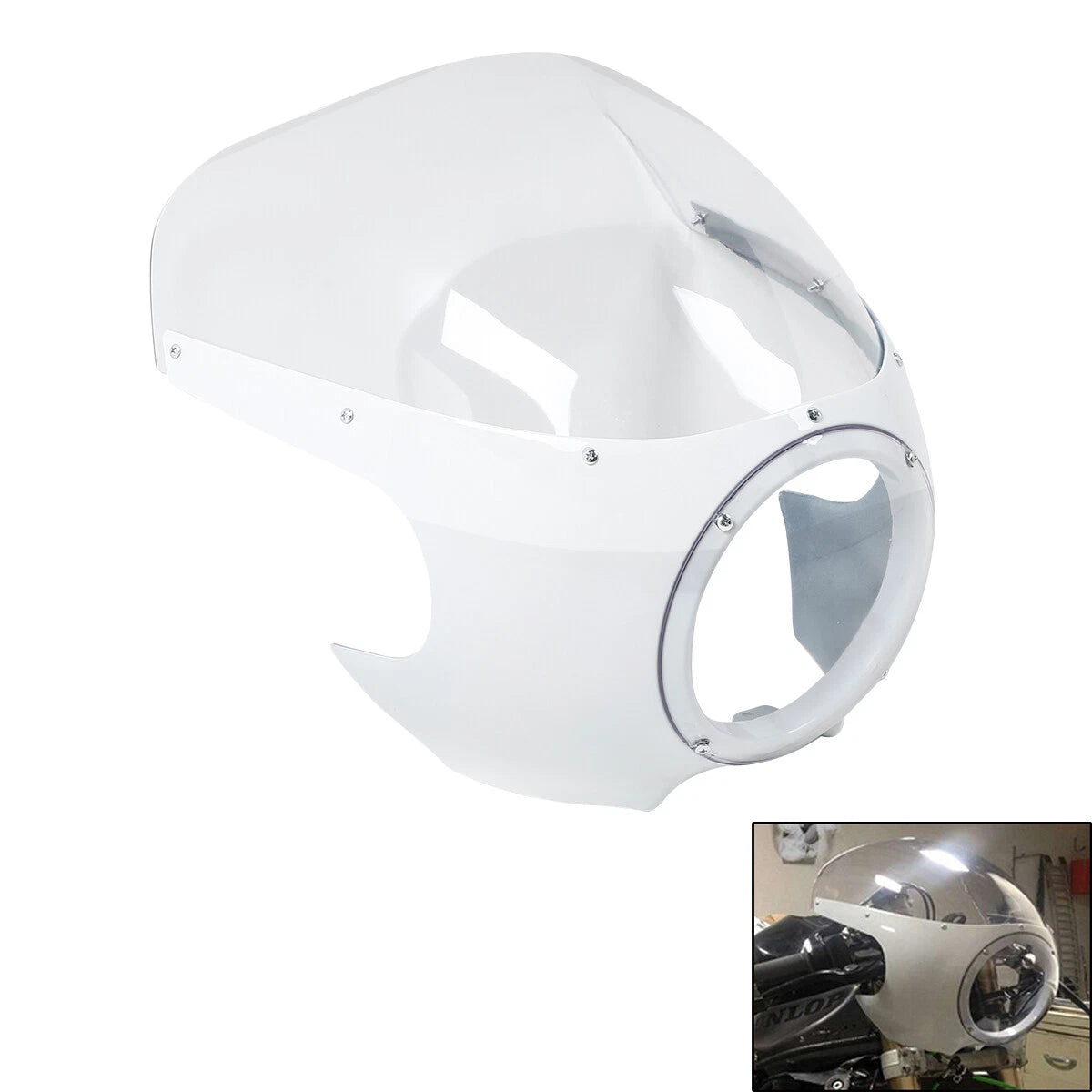 5 3/4" White Cafe Racer Headlight Fairing for Harley Sportster XL