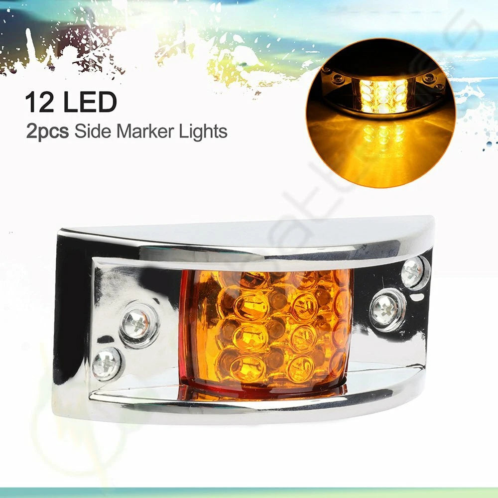 2X LED Yellow Side Signal Turn Lights for Peterbilt Truck
