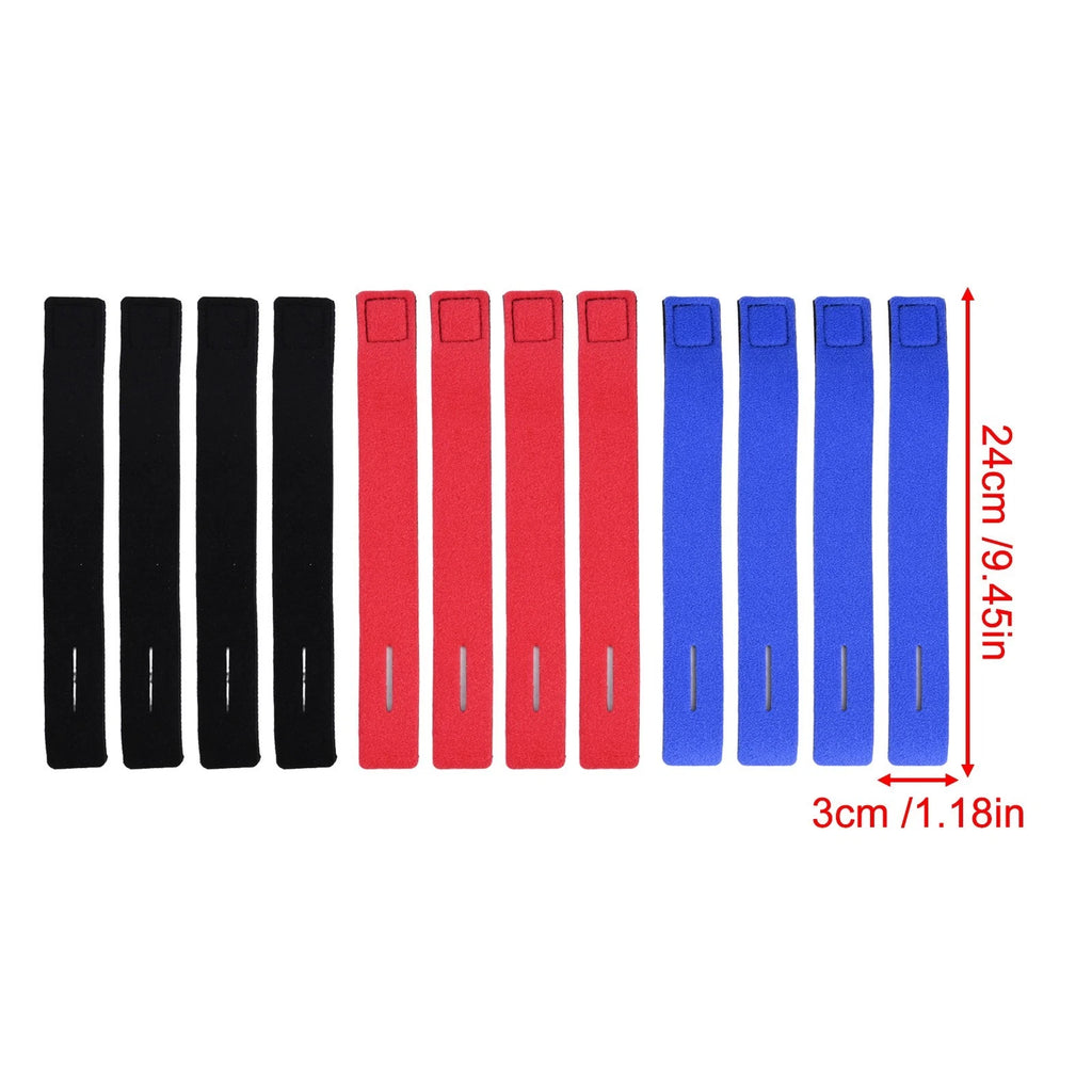 Set of 12 Neoprene Fishing Rod Straps with Self-Attaching Tab