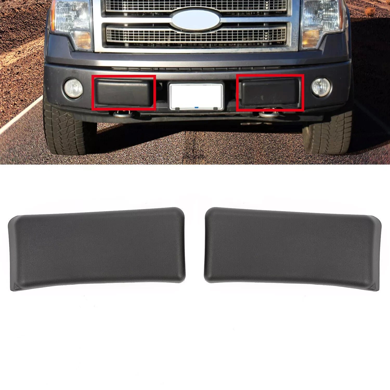 Front Bumper Guards Inserts Pads Caps Pair LH+RH for Ford F150 (2009–2014)
