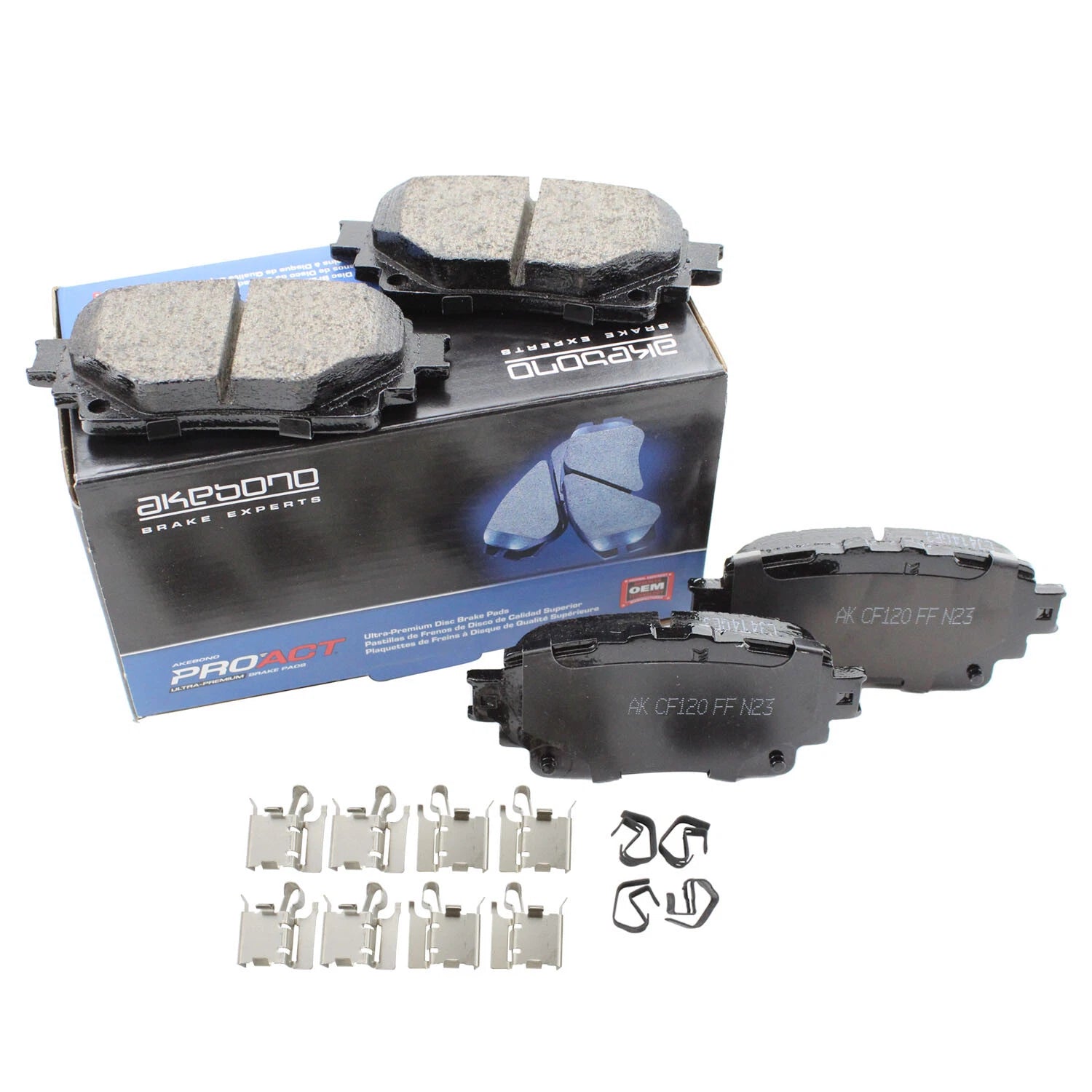 Set of 4 Akebono ProACT Rear Ceramic Brake Pads for Toyota Corolla Highlander Sienna (2014–2021)