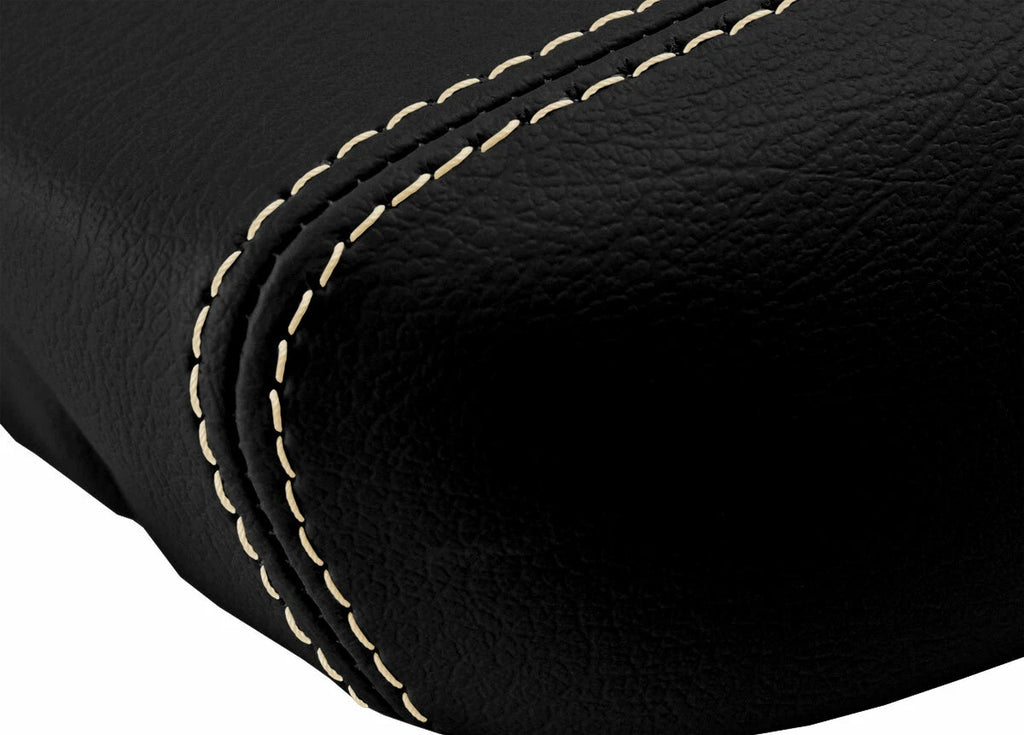 Leather Console Lid Armrest Cover for Hyundai Equus (2010–2013) Beige Stitch