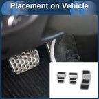 3 Pcs Foot Accelerator Pedal Covers for Ford Fiesta (2007–2012) Silver Tone