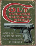 Vintage Replica Tin Metal Sign Colt Automatic Pistol 1592
