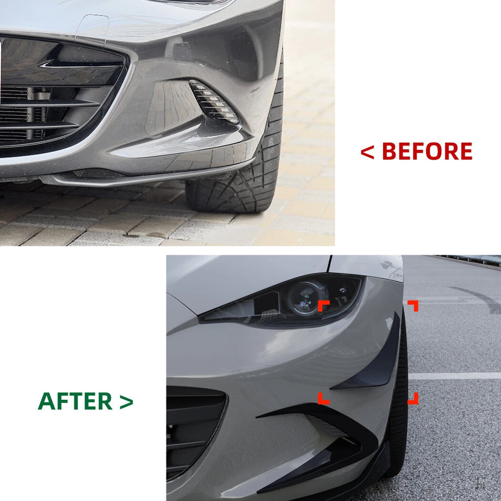 Gloss Black Front Bumper Side Splitter Fin for Mazda MX-5 Miata (2016–2023)