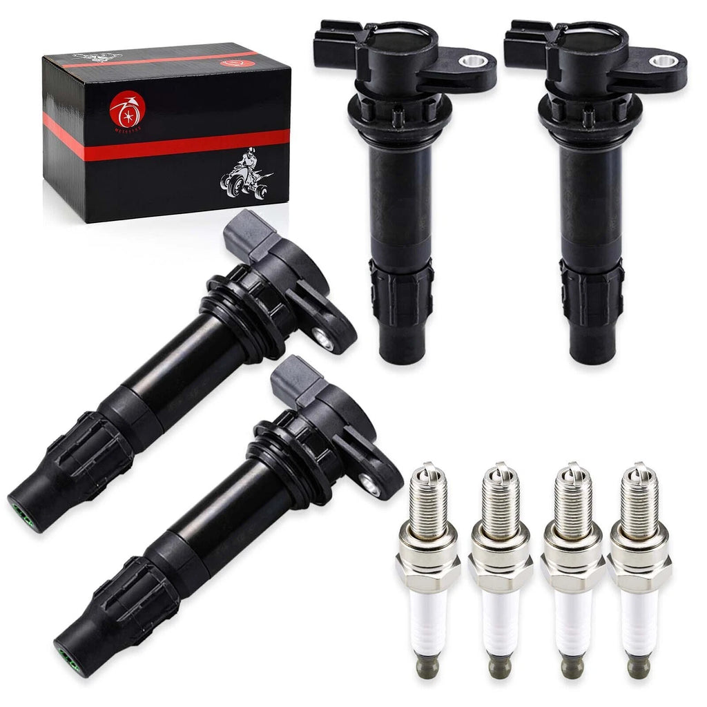 Set of 4 Ignition Coils & Spark Plugs for Yamaha Wave Runner VX Cruiser (2006–2019)