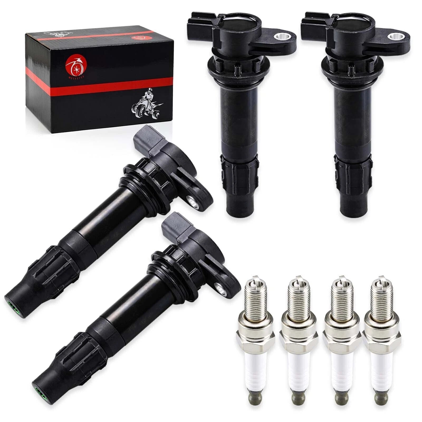 Set of 4 Ignition Coils & Spark Plugs for Yamaha Wave Runner VX Cruiser (2006–2019)