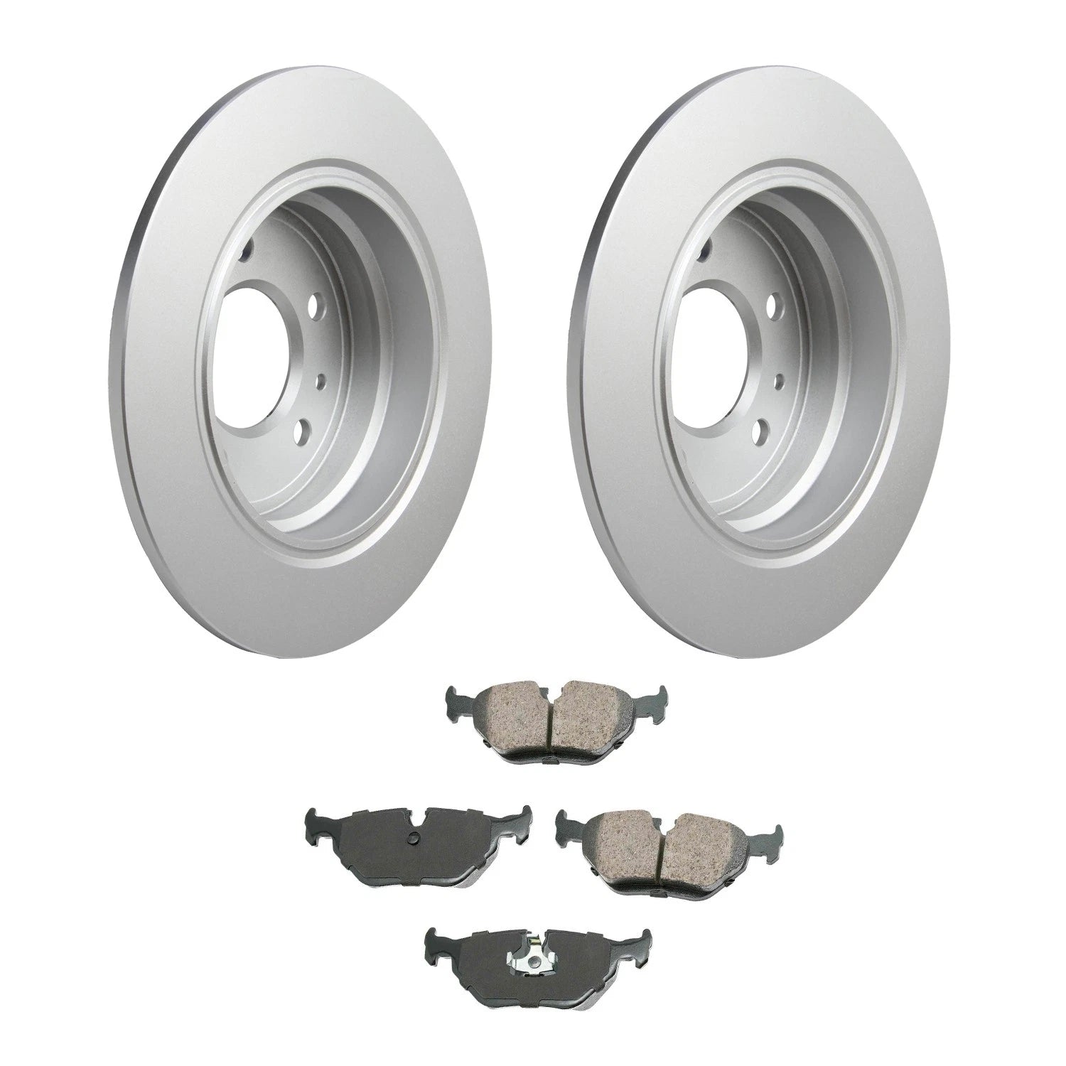 Set of 4 Hella Rear Rotors & Akebono EURO Ceramic Brake Pads for BMW E34 (1988–1995)