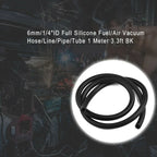 6mm 1/4 ID Silicone Vacuum Hose Black 100cm for Car