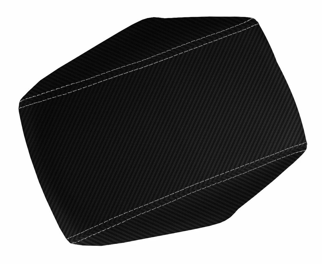 Console Lid Armrest Cover for VW Passat (2011–2018) Carbon Fiber Gray Stitch