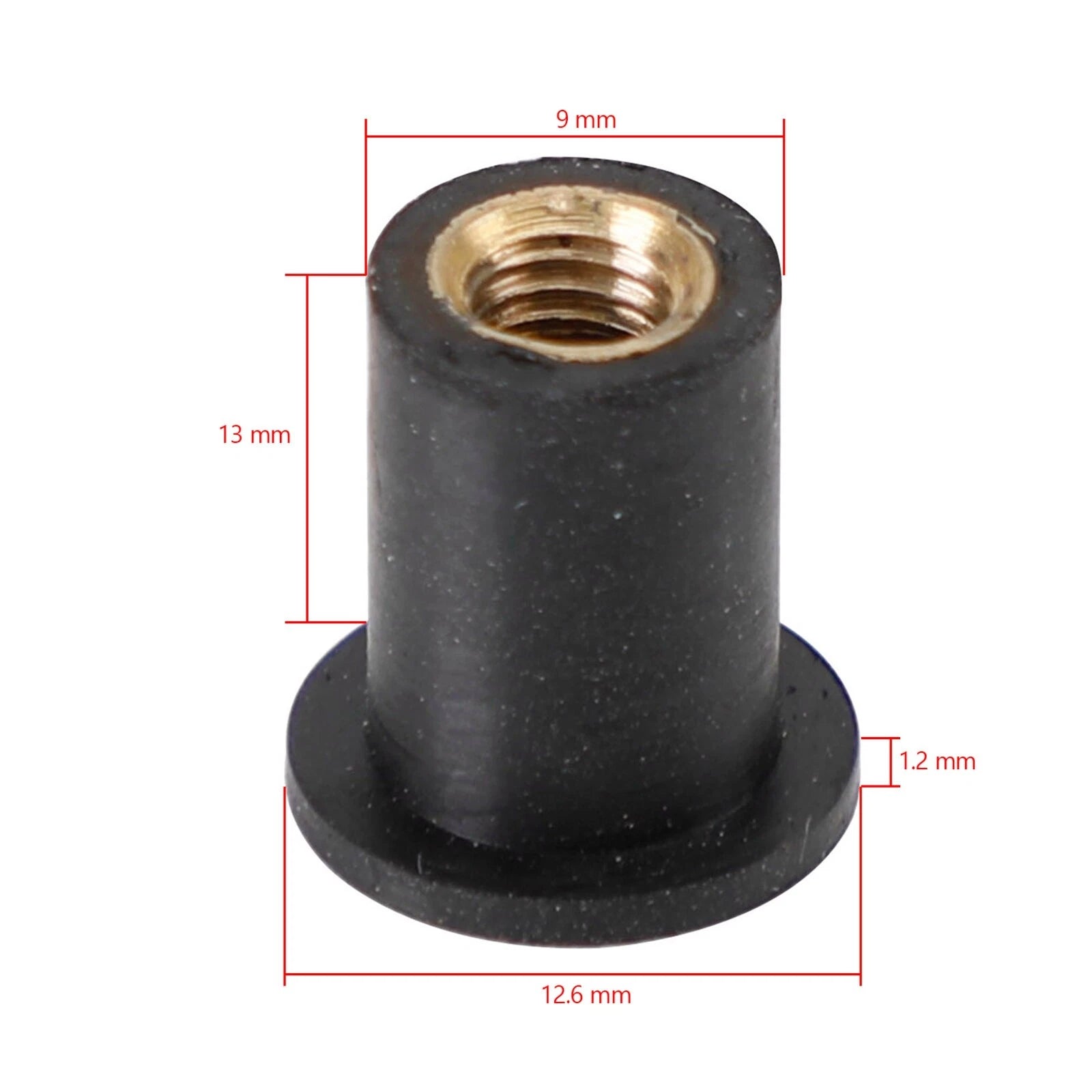 10X Screen & Fairing Rubber Well Nut M5 Brass Wellnuts for Motorcycle T9