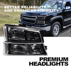 Black Headlights with Clear Reflector for Silverado (2003–2006)
