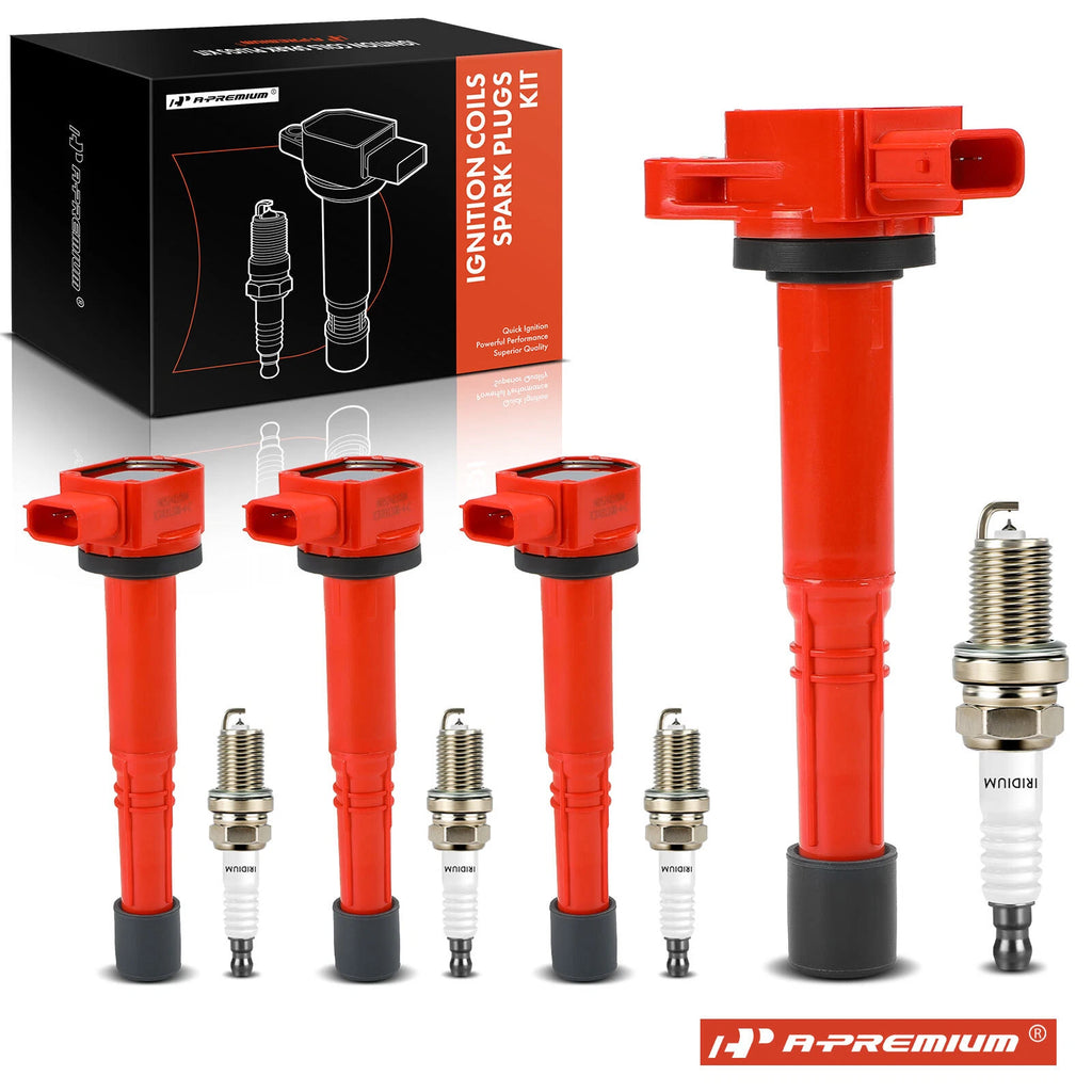 Set of 4 Ignition Coils & Iridium Platinum Spark Plugs for Honda CR-V Civic 