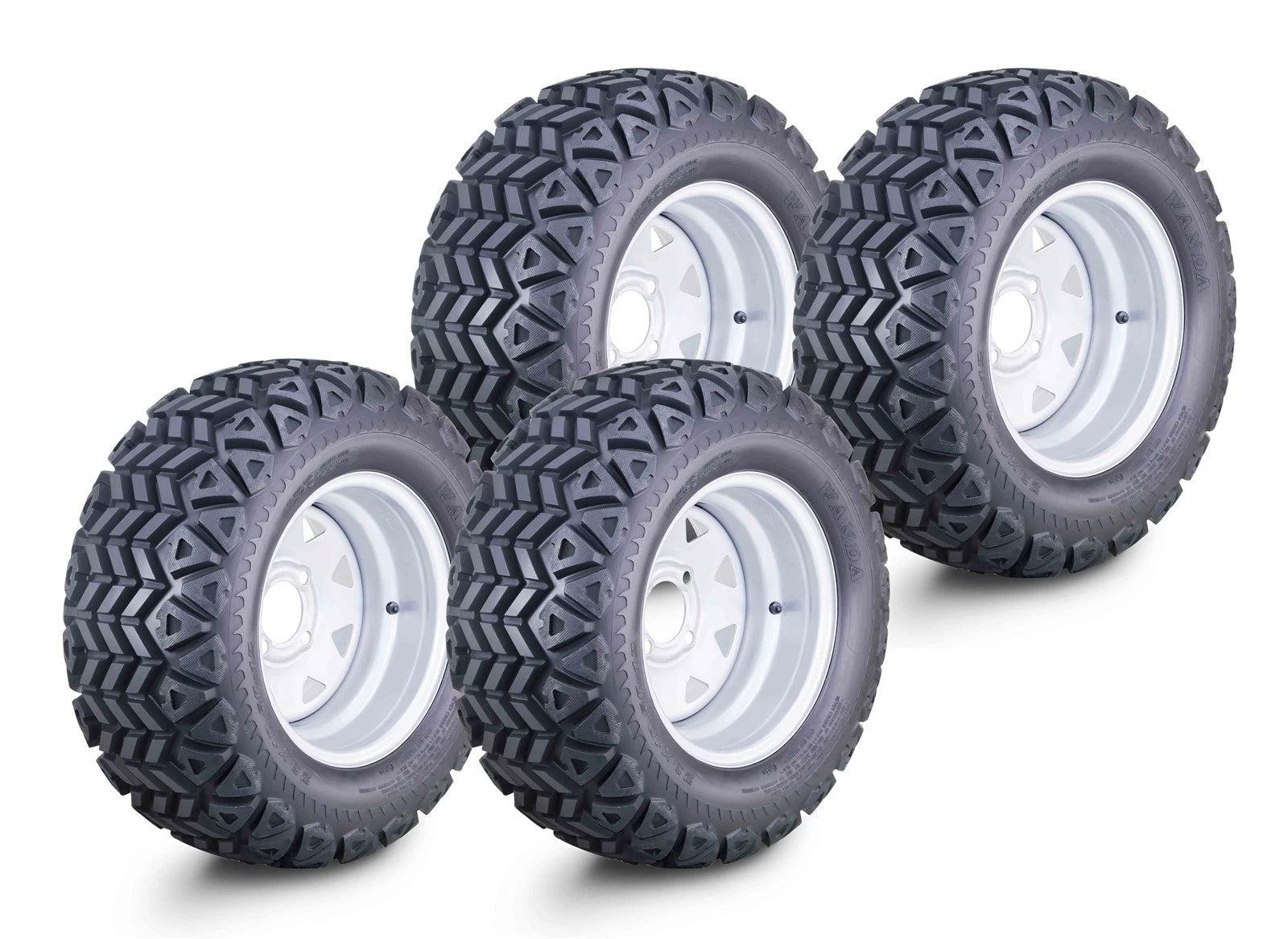 Set of 4 Golf Cart Tire Assembly 23X10.5-12 on 4x4" ET-25.4 Silver Wheel 14034