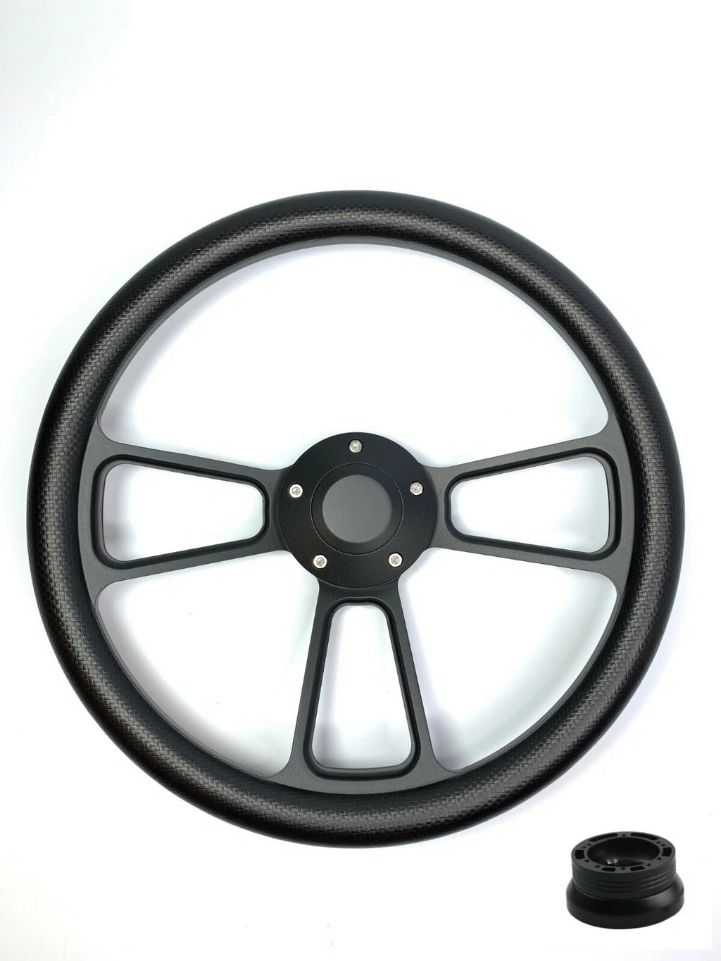 14 Inch Billet Steering Wheel Carbon Fiber Wrap for Universal Fit