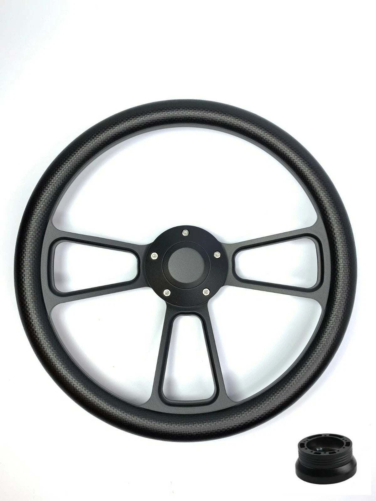 14 Inch Billet Steering Wheel Carbon Fiber Wrap for Universal Fit