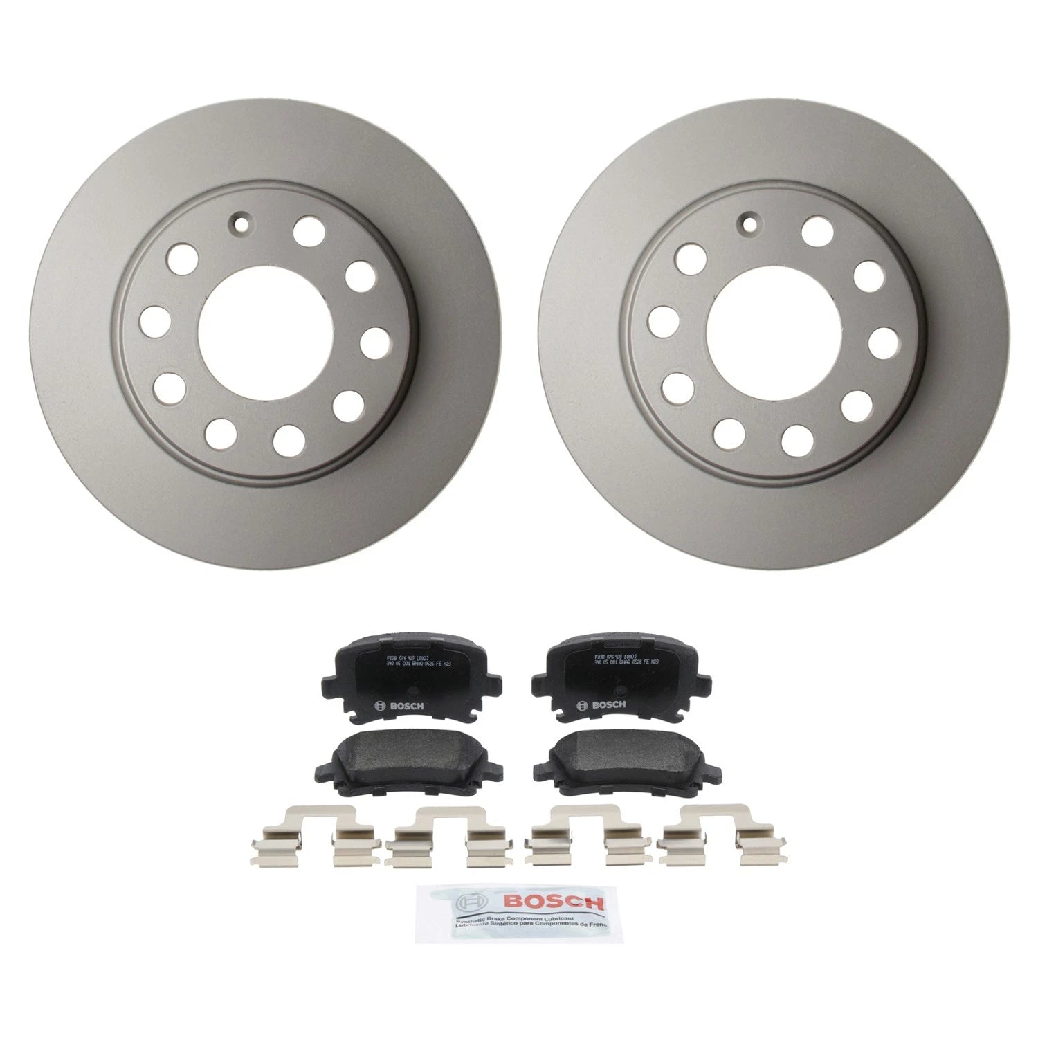 Hella Rear Rotors & Bosch QuietCast Disc Brake Pads Kit for Audi A4 (2002–2008)