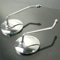 Chrome 10MM Universal Motorcycle Round Long Stem Rearview Mirrors
