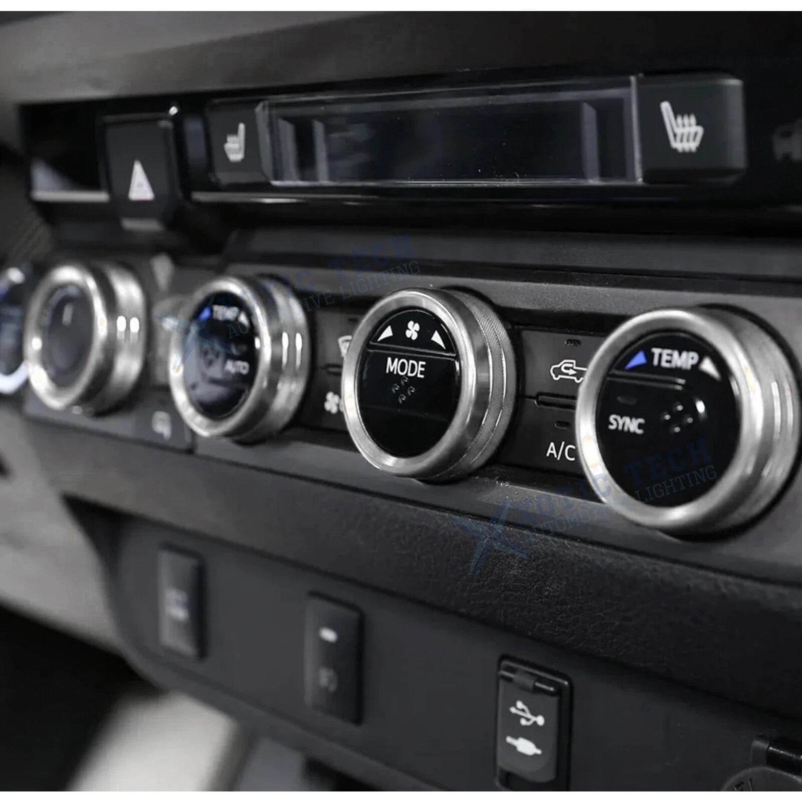 Silver AC Climate Control Ring Knob Trim Cover for Toyota Tacoma (2016–2023)