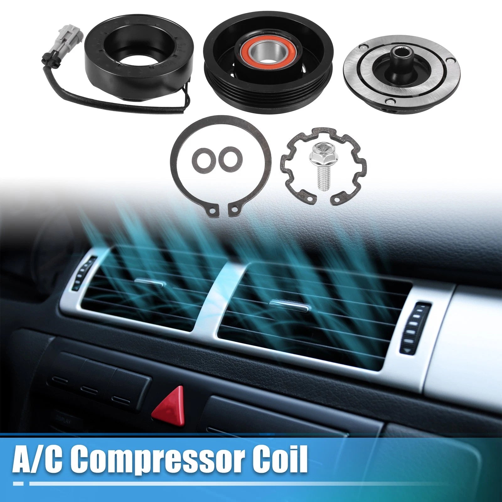 Set of 1 AC Compressor Clutch Kit Pulley Coil for Chevrolet Tahoe (2000–2014)