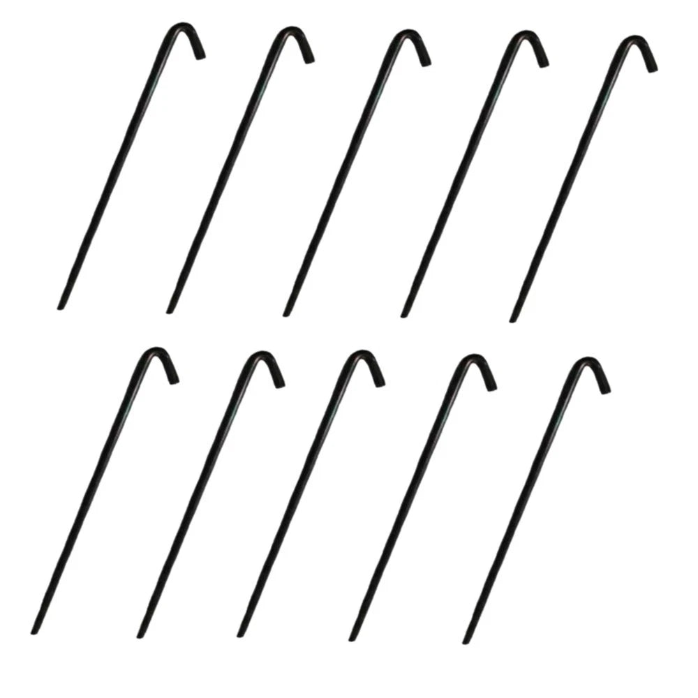 Set of 10 Hook Stakes 5/16" x 10" Steel for Tarp Outdoor Camping