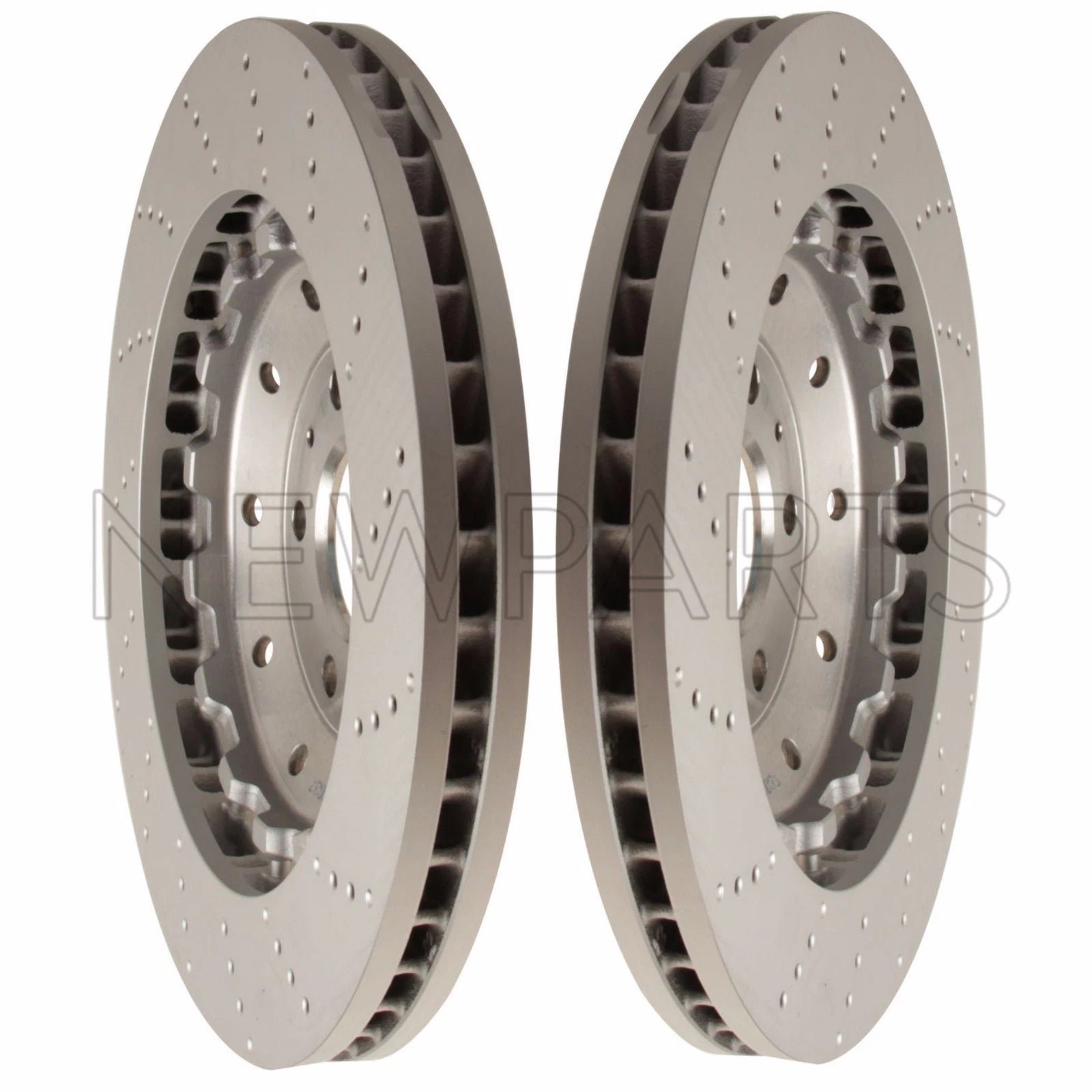 2X Front Vented Drilled Dimpled Disc Brake Rotor for Audi R8 (OEM)