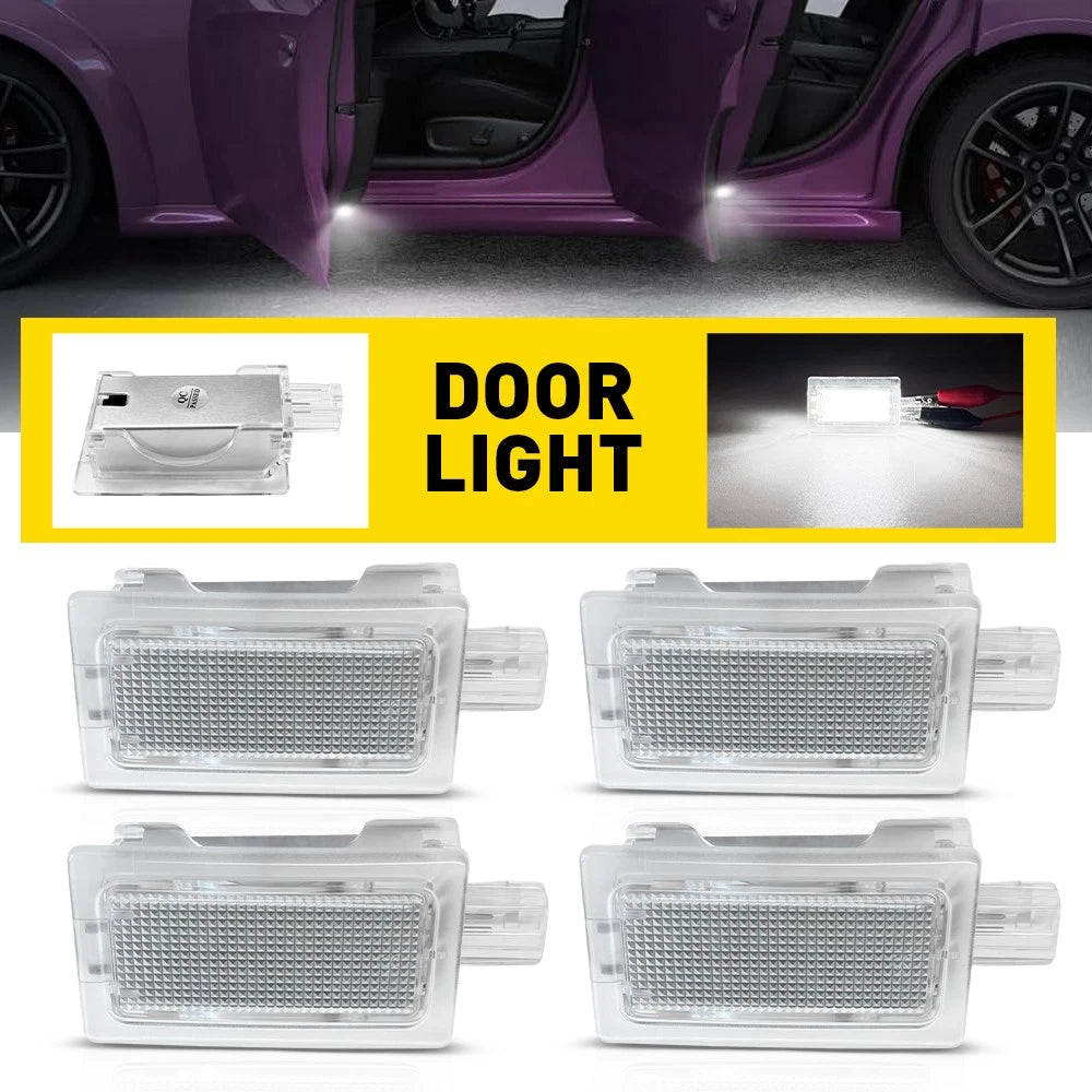 4X White LED Door Footwell Lights for Dodge Charger Challenger Chrysler 300 200