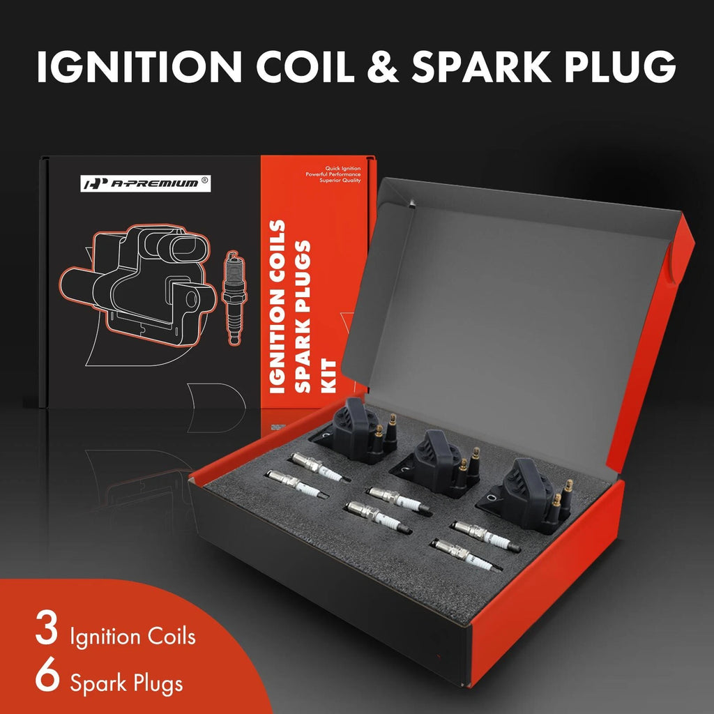 3X Ignition Coils & 6X Iridium Spark Plugs for Chevy Malibu (1999–2003)