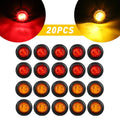 20X LED Marker Lights for Truck Trailer (Round, Amber Red)