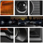 Projector Headlight for GMC Sierra Pickup (2014–2018) Black Housing Amber Corner