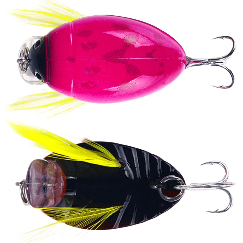 3.8cm Hard Lure with 3D Eyes for Beetle Fishing