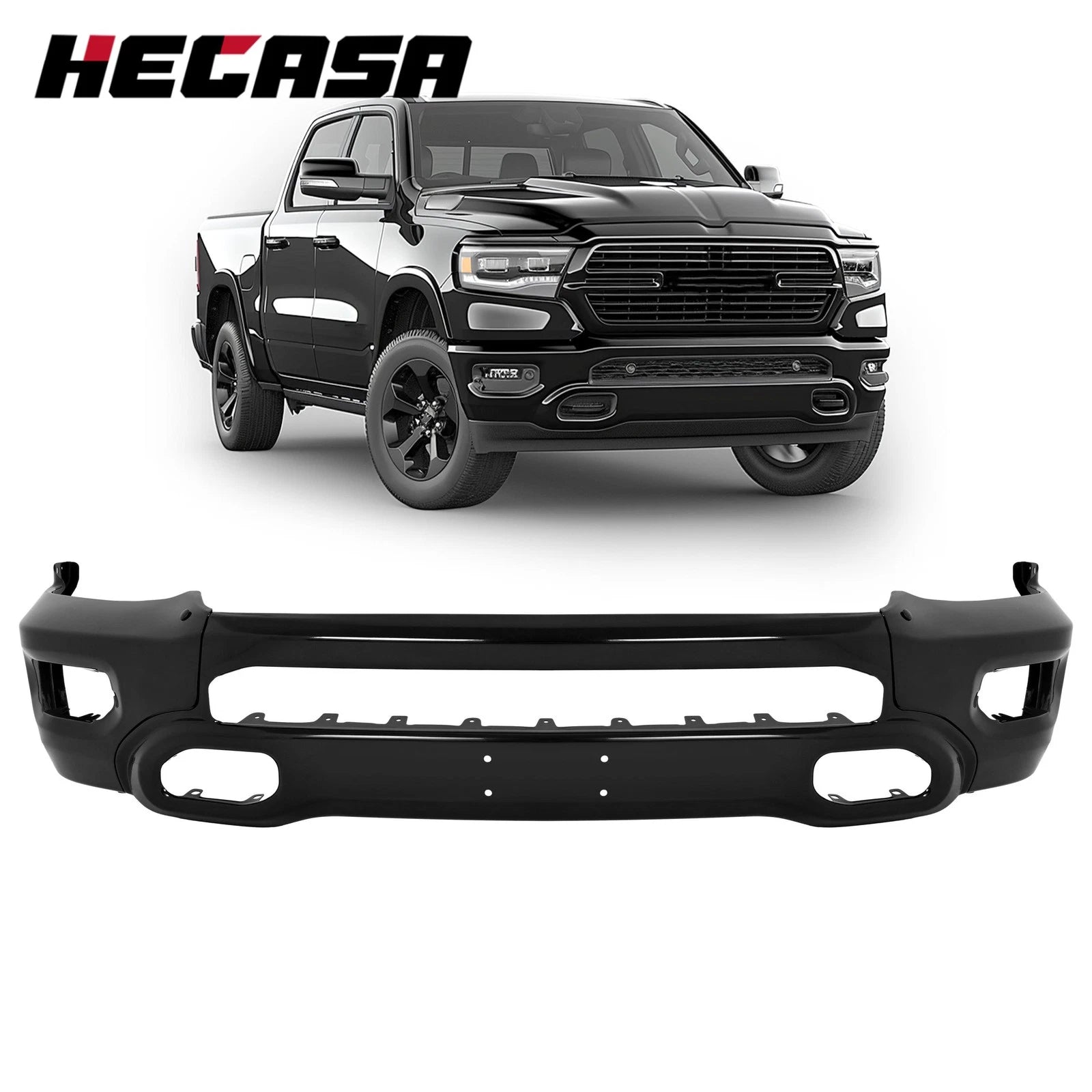 Front Bumper Face Bar for Ram 1500 (2019–2024) Powder Coated Black Steel