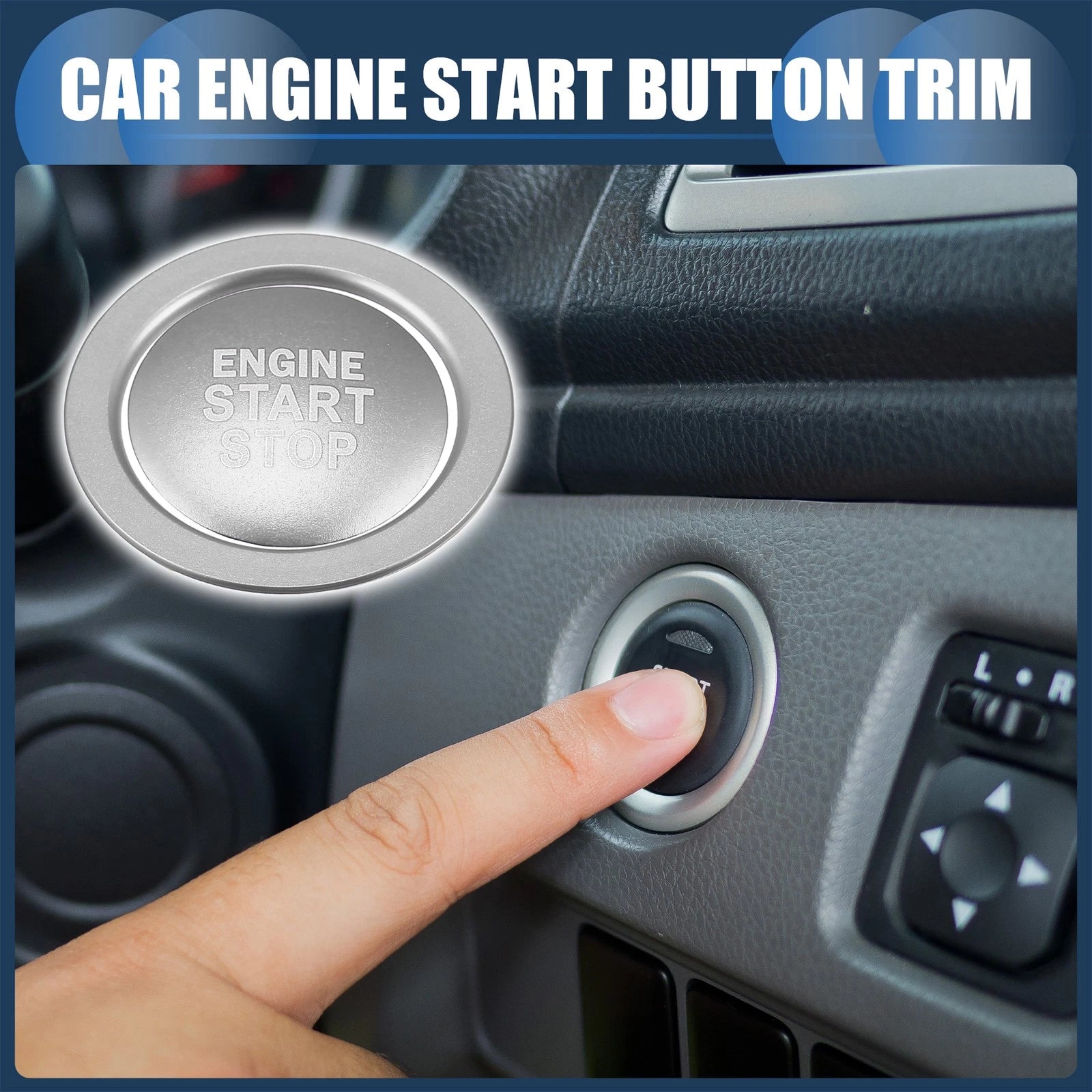 Set of 1 Engine Start Stop Button Cover for Toyota  Silver Tone