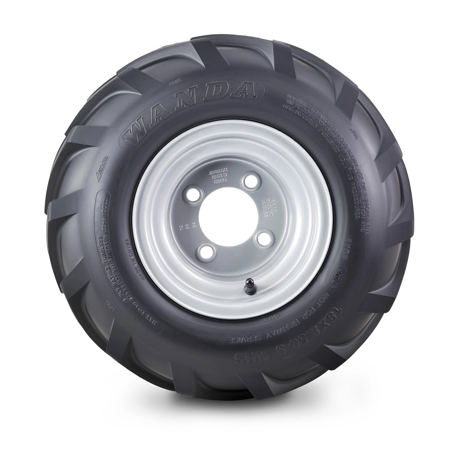 18x8.5-8 Lawn Mower Tire & Wheel Set of 2 with 4x4" Silver Wheel (13079)