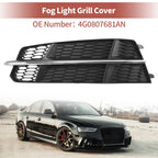 1pc Fog Light Grill for Audi A6 C7 S-Line (2015–2018) Black Silver Tone