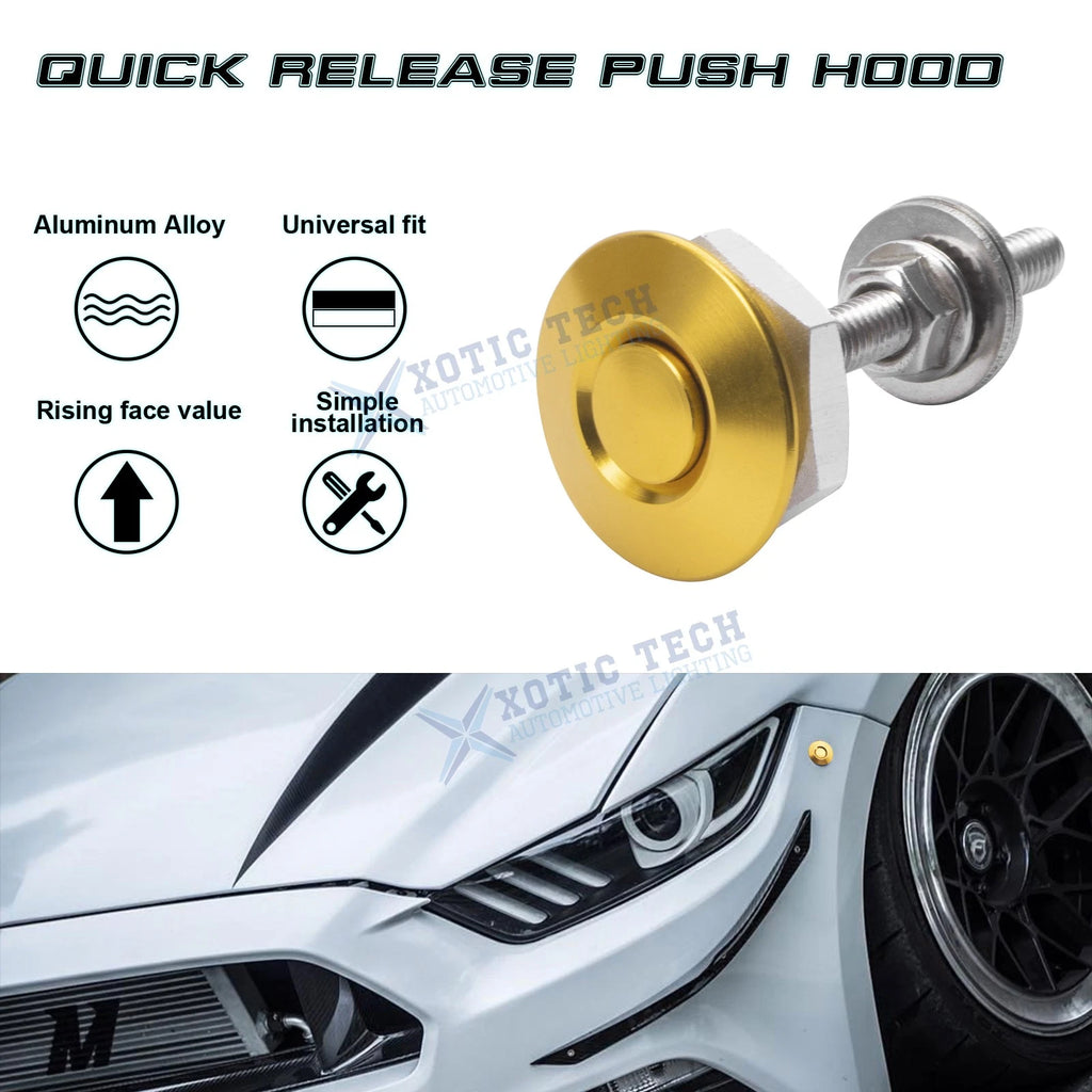 2x Yellow Push Button Quick Release Fasteners for Universal Bumper Hood (2019-2024)