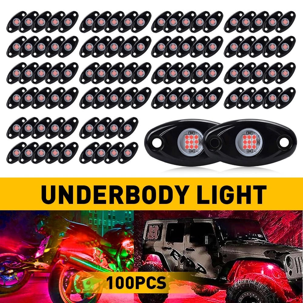 100x Red LED Rock Lights for Jeep Offroad Truck (12V)