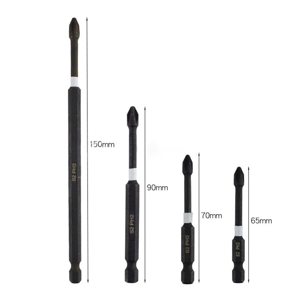 Set of 4 Cross Screwdriver Bits 65mm for High Strength Tasks