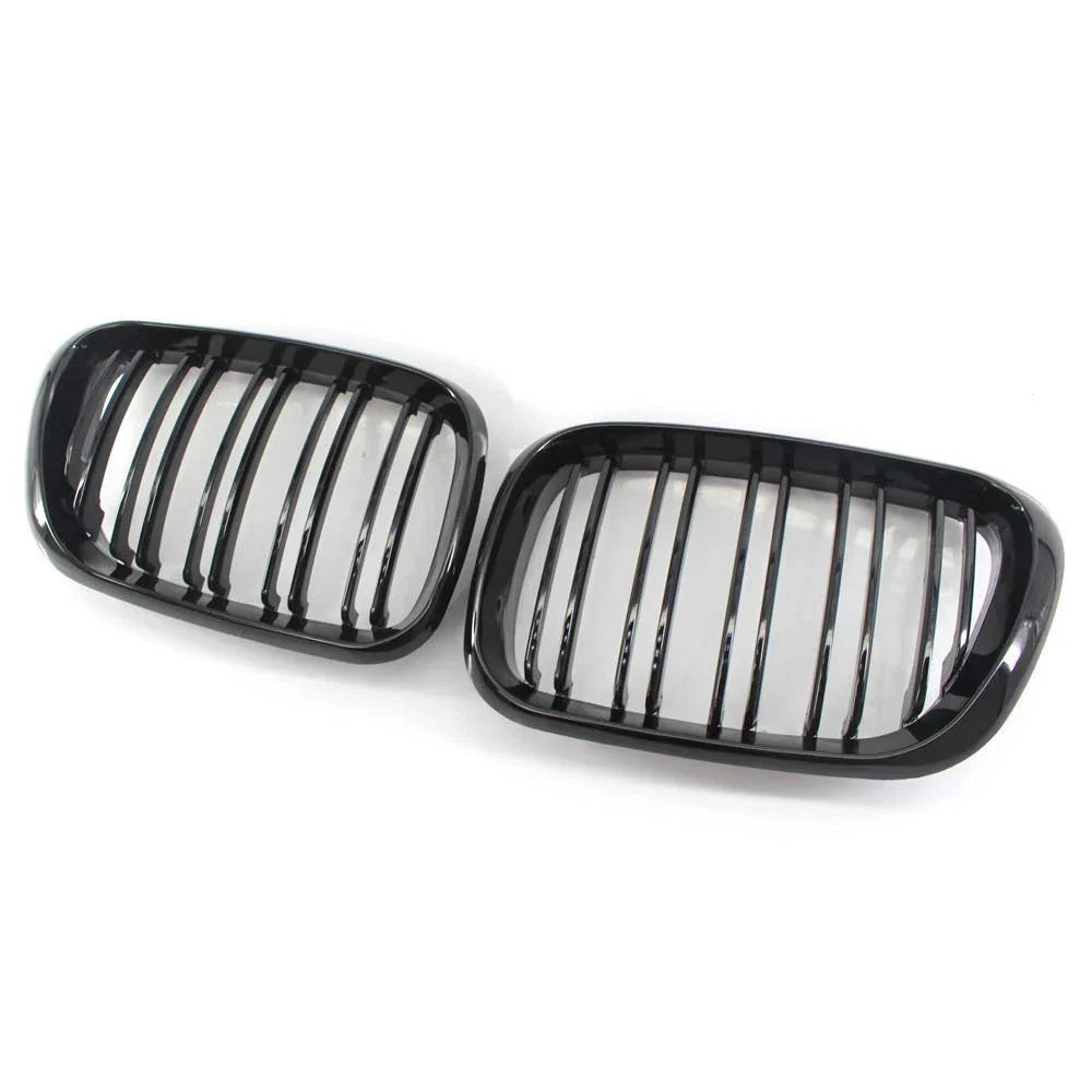 Gloss Black Dual Slat Bumper Grille Kidney Grill for BMW X5 (2000–2006)