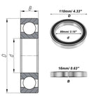 Deep Groove Ball Bearing 6916DDU for Scooter Skateboard Wheel (80x110x16mm)