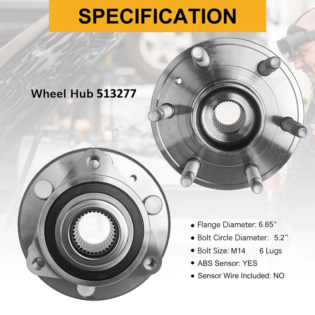 Set of 4 Wheel Hubs and Bearing Assembly for Chevrolet Traverse (2009–2017)