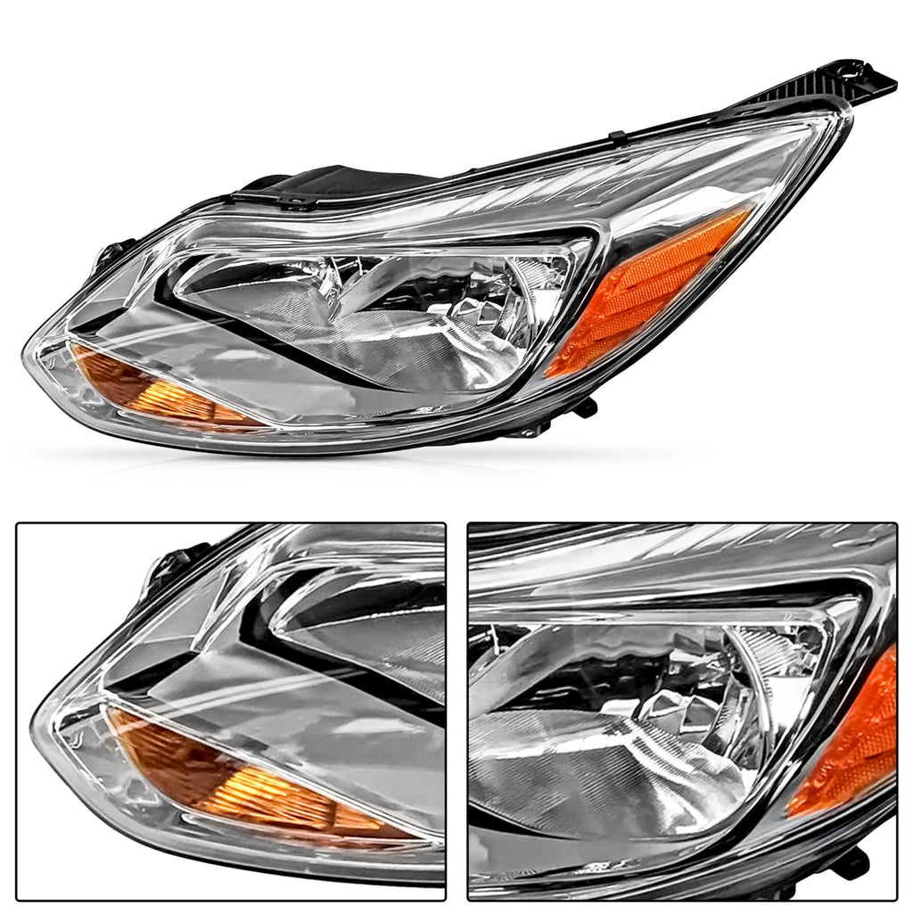 Set of 2 Chrome Headlights for Ford Focus Sedan Hatchback (2012–2014)