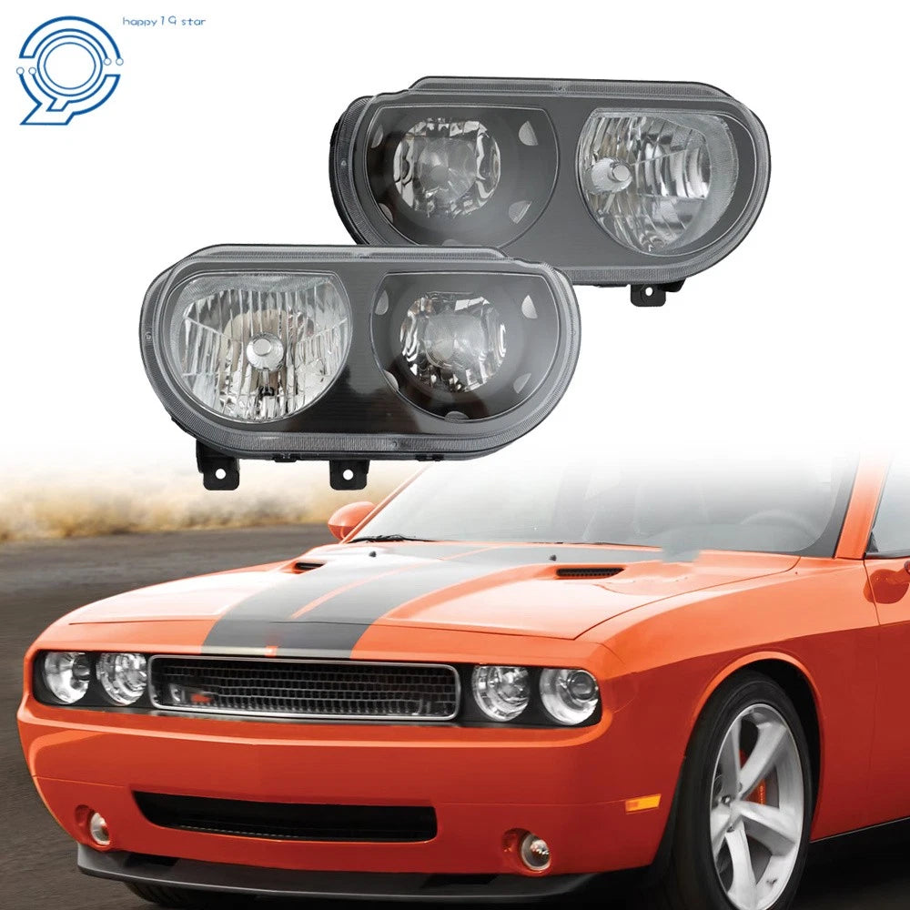 Halogen Headlights Pair for Dodge Challenger (2008–2014) Clear
