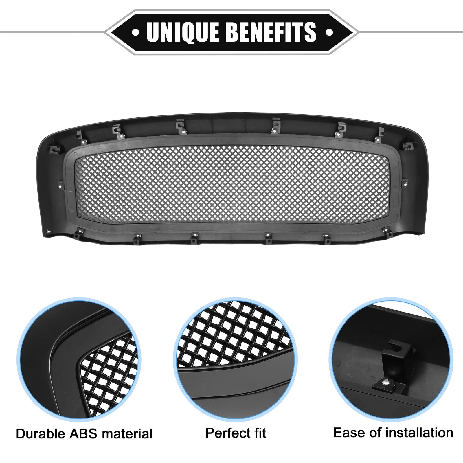 Front Grille Assembly for Dodge Ram 3500 (2006–2009) Gloss Black